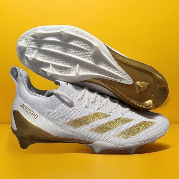 Adidas Adizero Electric+ Football Cleats White & Gold - Men's Size 9.5 - IE3287 - Picture 1 of 9